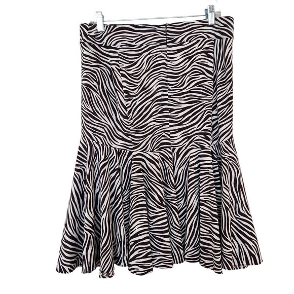 MICHAEL Michael Kors Skirt Women's Zebra Fit & Flare Chocolate Brown White Sz 10 - Picture 1 of 8